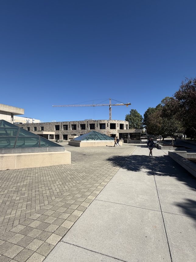 Figure 2: A picture taken from the square behind Burruss Hall, it shows the square with a construction site behind Turner’s place. (Original photograph, Anjan Bellamkonda)